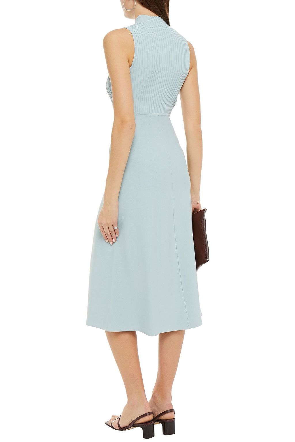 THEORY Paneled ribbed and stretch-knit midi dress
