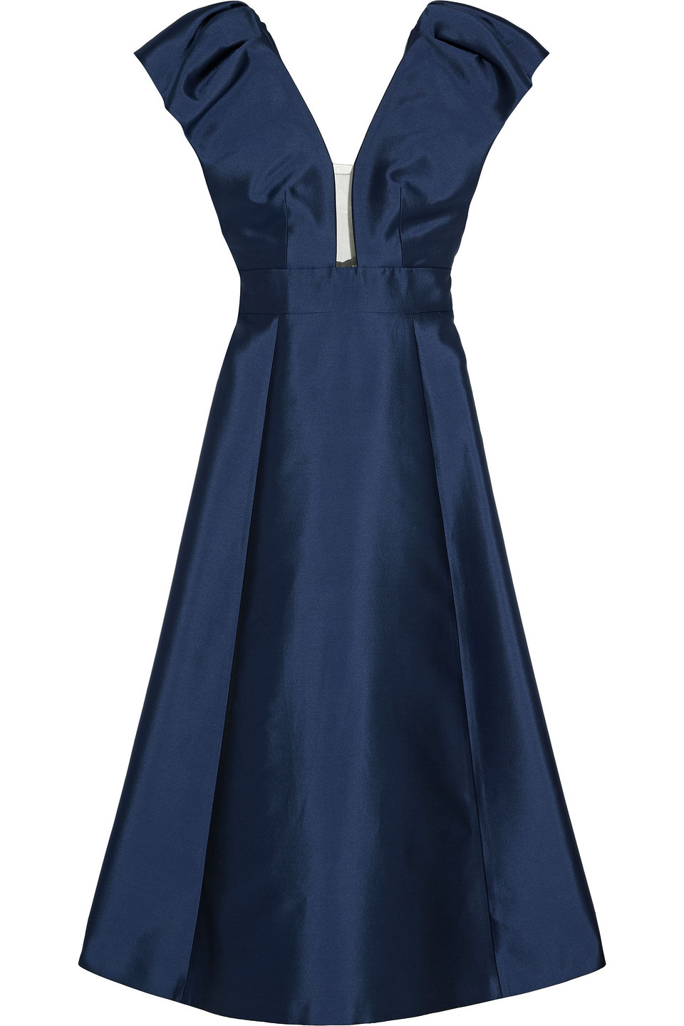 gabriela hearst - pereza tulle-paneled silk and wool-blend duchesse-satin maxi dress - blue - it 38