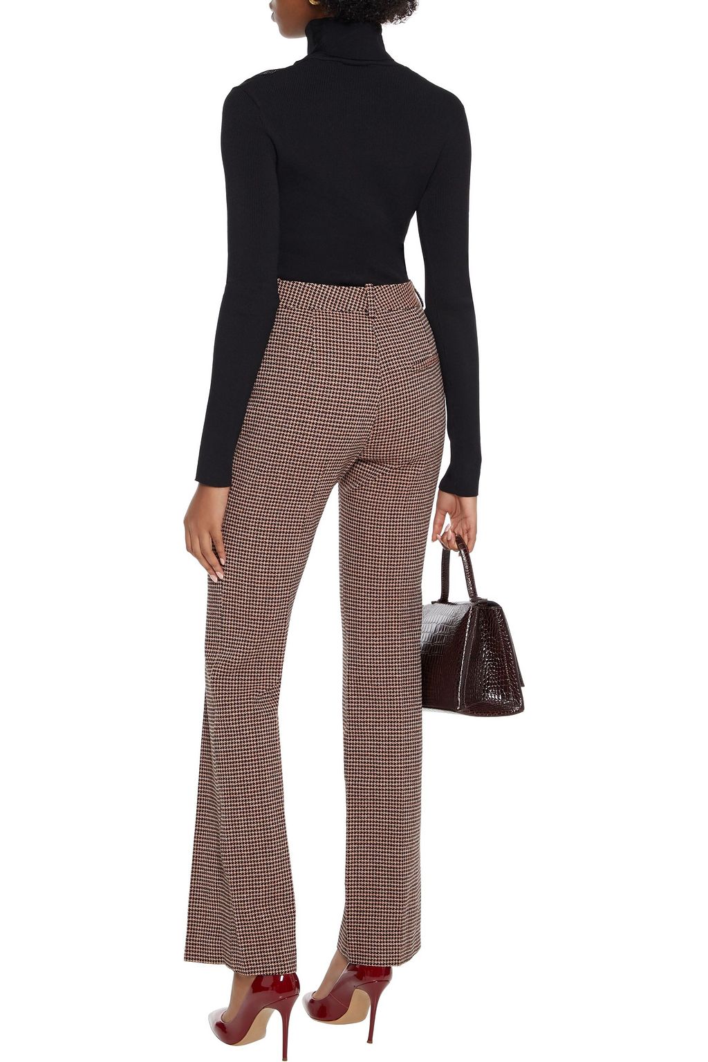 VICTORIA BECKHAM Houndstooth woven bootcut pants