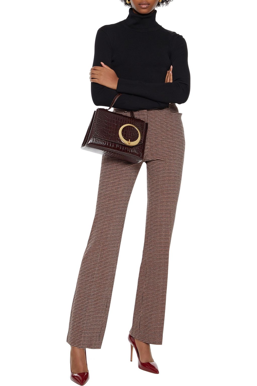 VICTORIA BECKHAM Houndstooth woven bootcut pants
