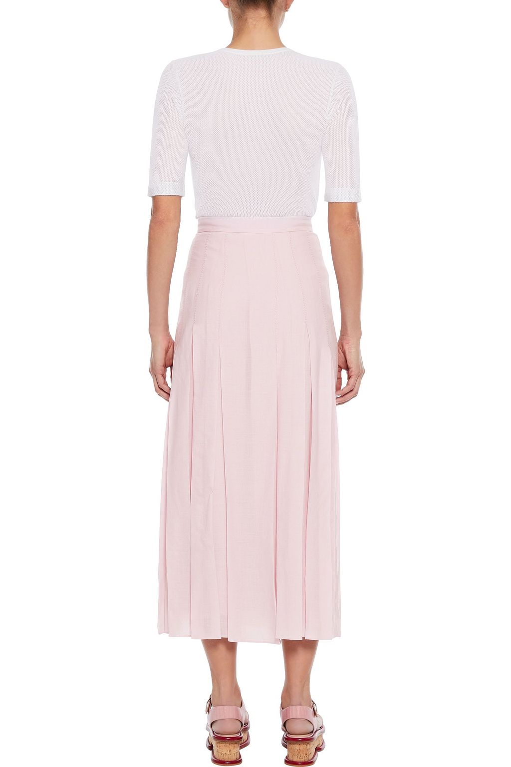 GABRIELA HEARST Joanne pleated wool and cashmere-blend gauze midi skirt