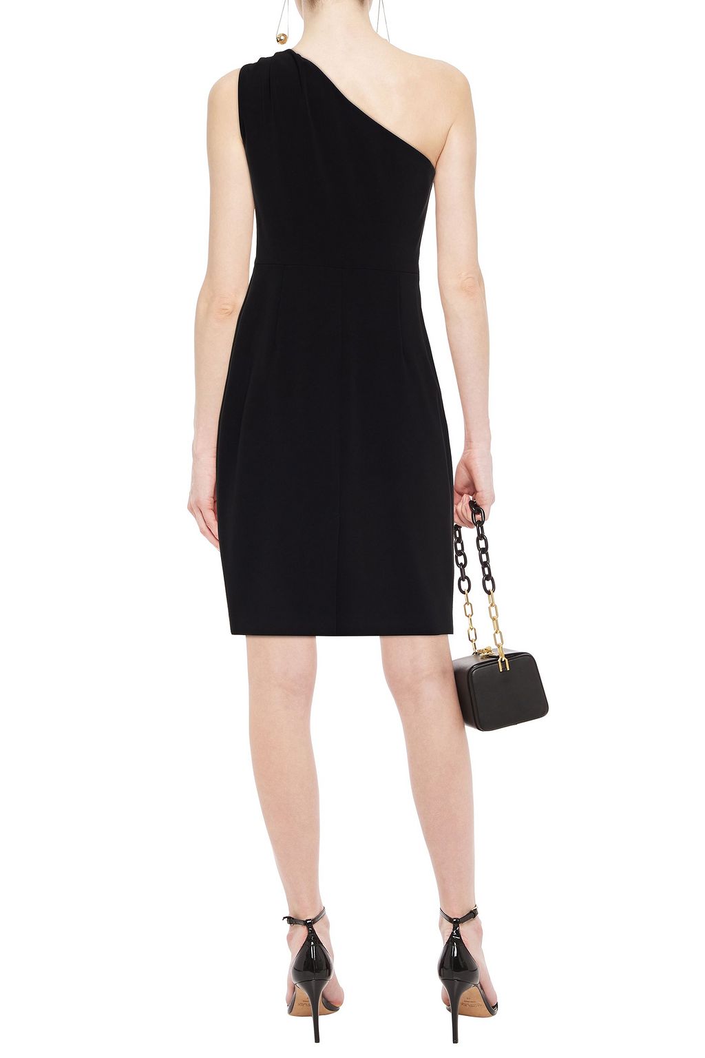BOUTIQUE MOSCHINO One-shoulder bow-embellished stretch-crepe dress