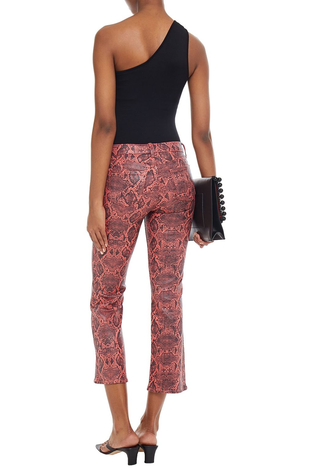 J BRAND Coated snake-print mid-rise bootcut jeans