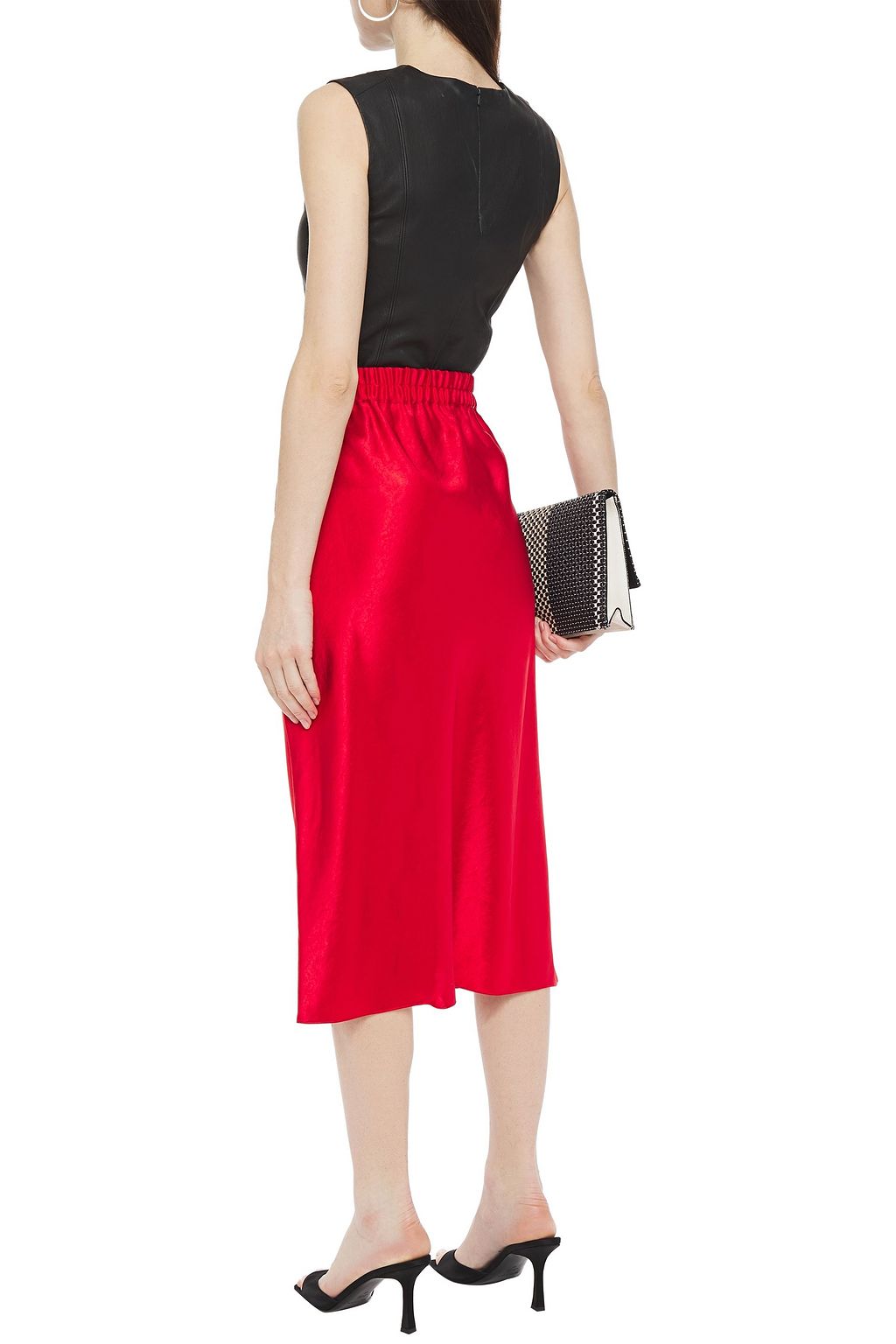 THEORY Crinkled-satin midi skirt