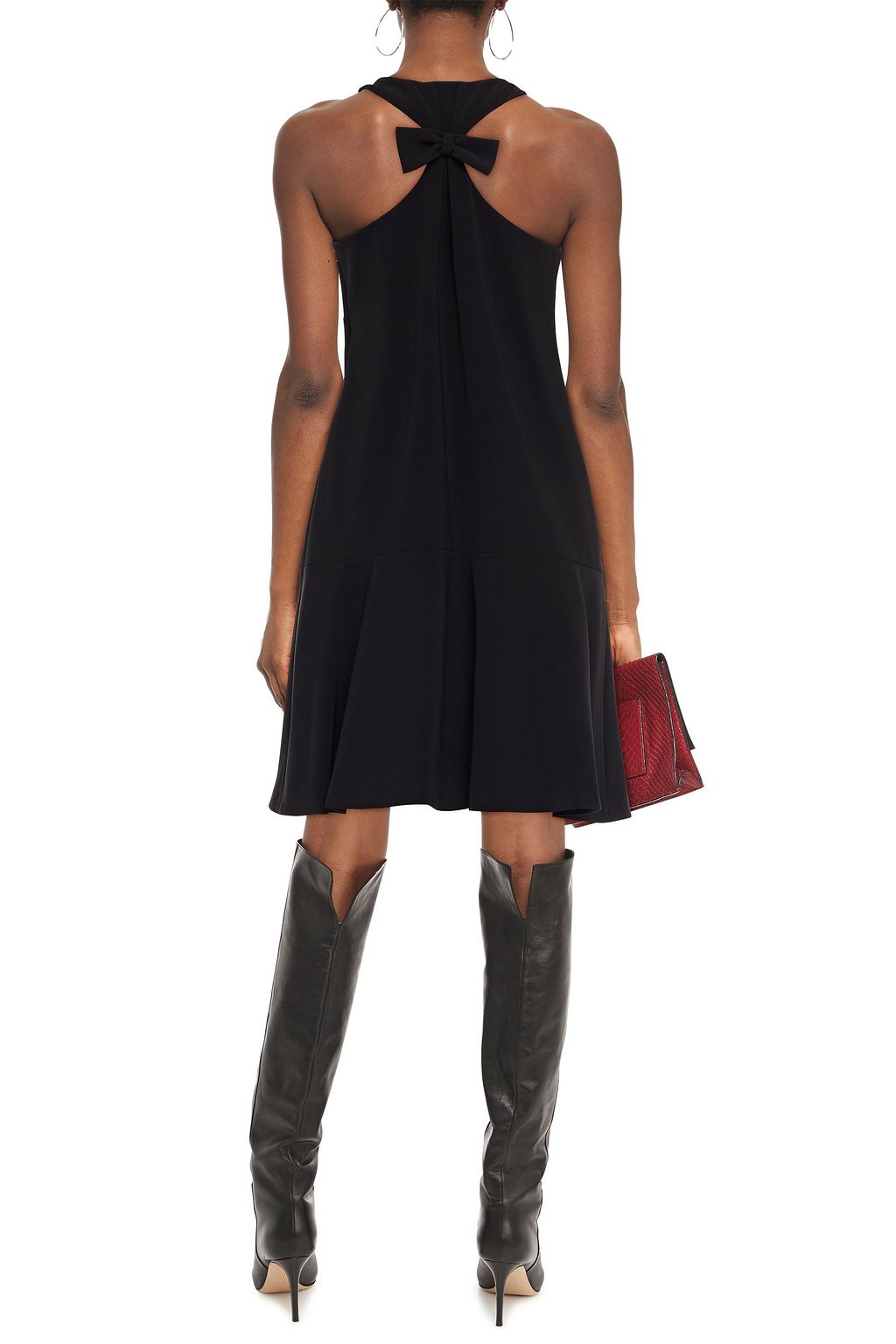 BOUTIQUE MOSCHINO Fluted bow-embellished stretch-crepe dress