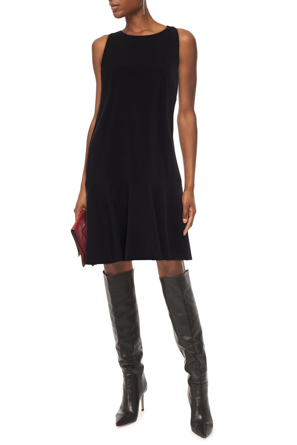 BOUTIQUE MOSCHINO Fluted bow-embellished stretch-crepe dress