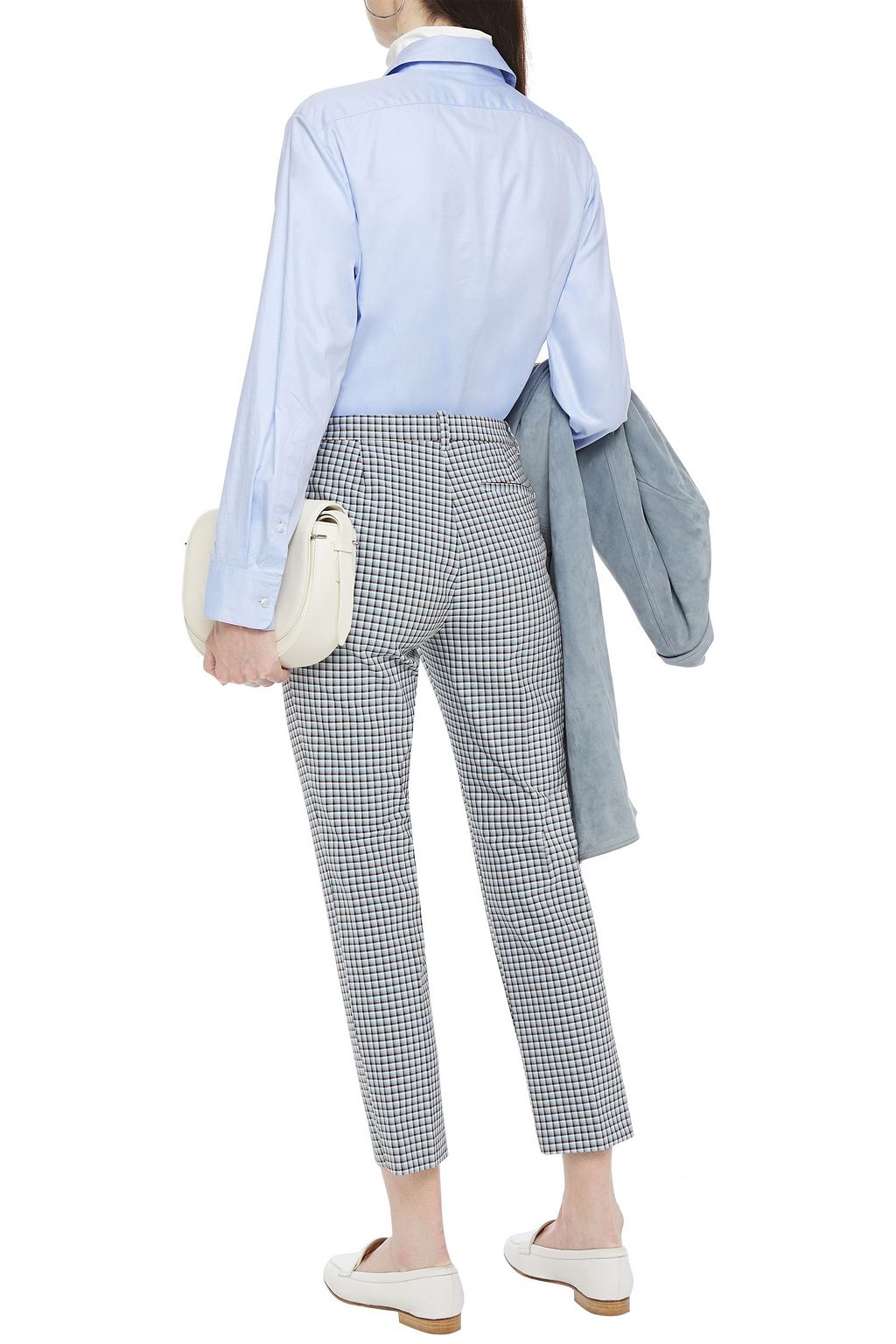 THEORY Cropped checked stretch-twill slim-leg pants