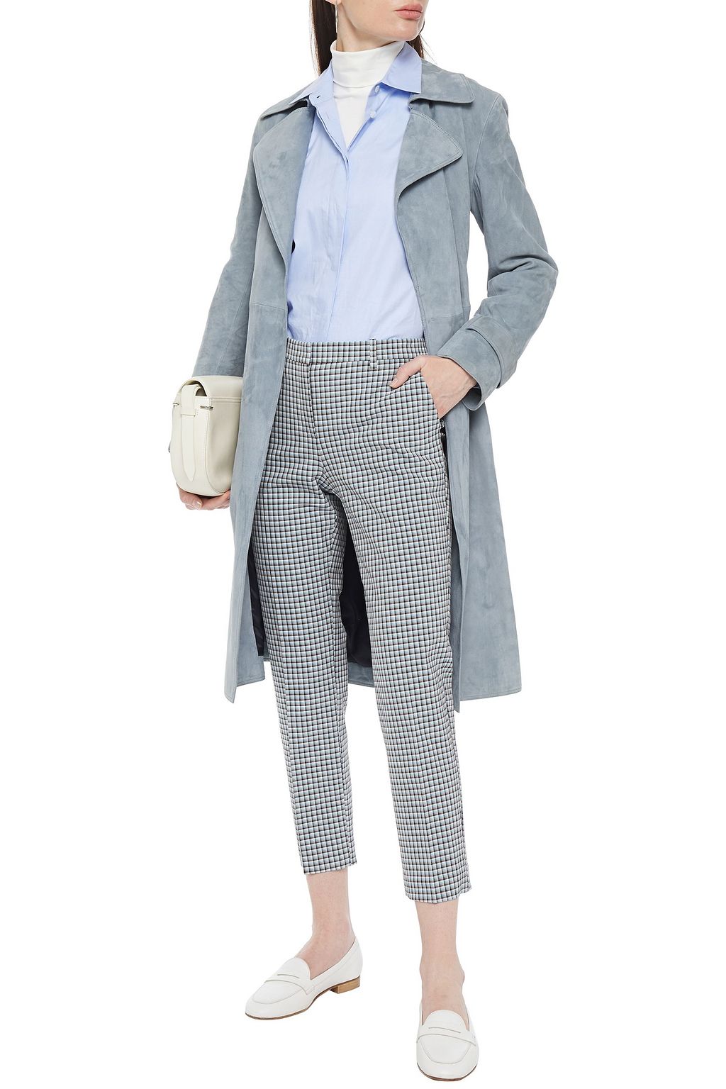 THEORY Cropped checked stretch-twill slim-leg pants