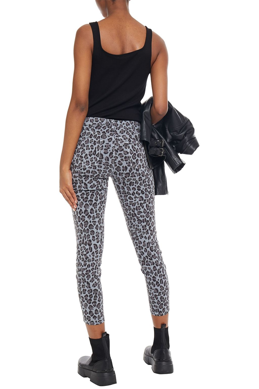 J BRAND Cropped mid-rise leopard-print skinny jeans