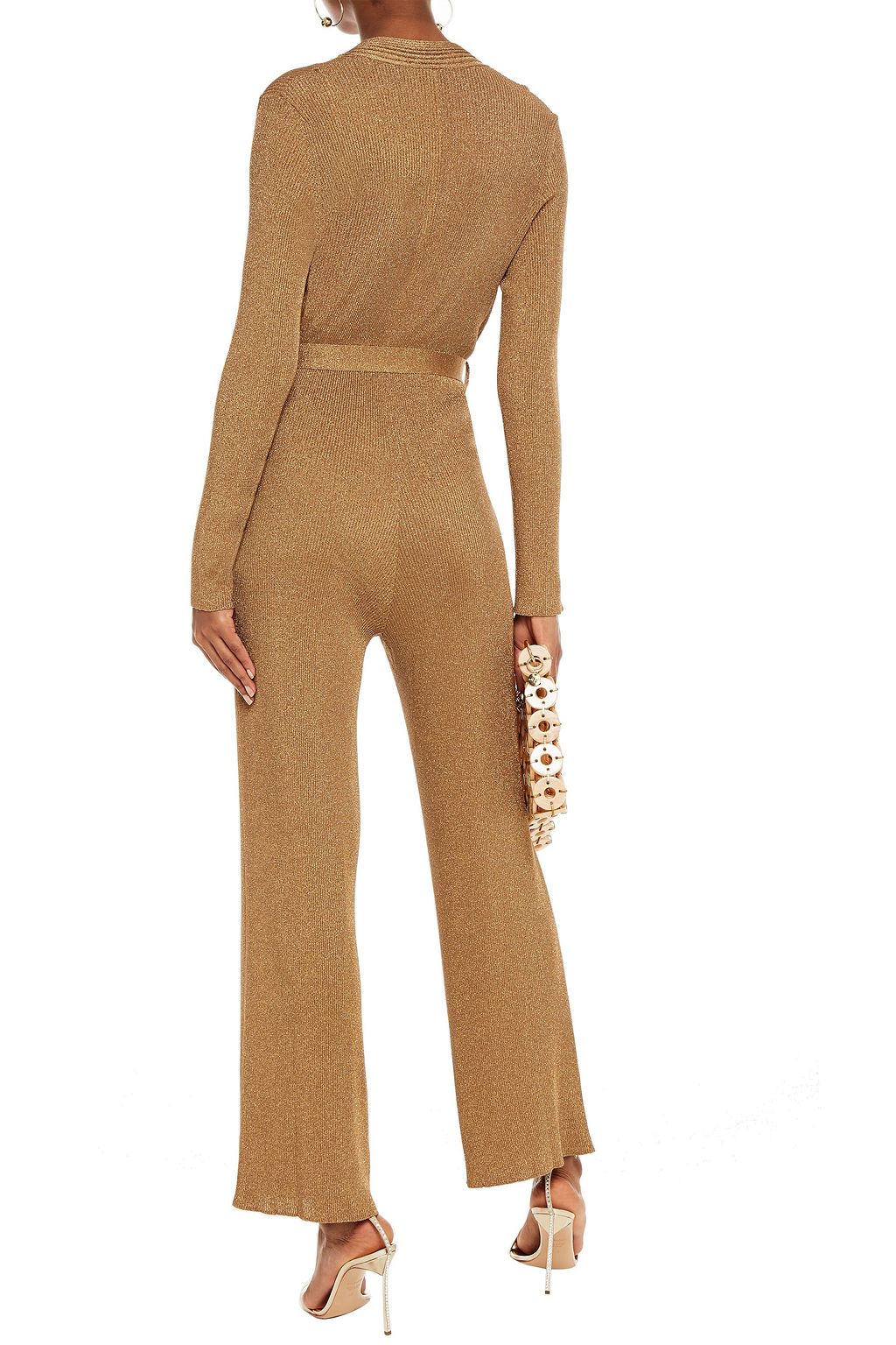 MISSONI Wrapeffect metallic ribbedknit jumpsuit Sale up to 70 off