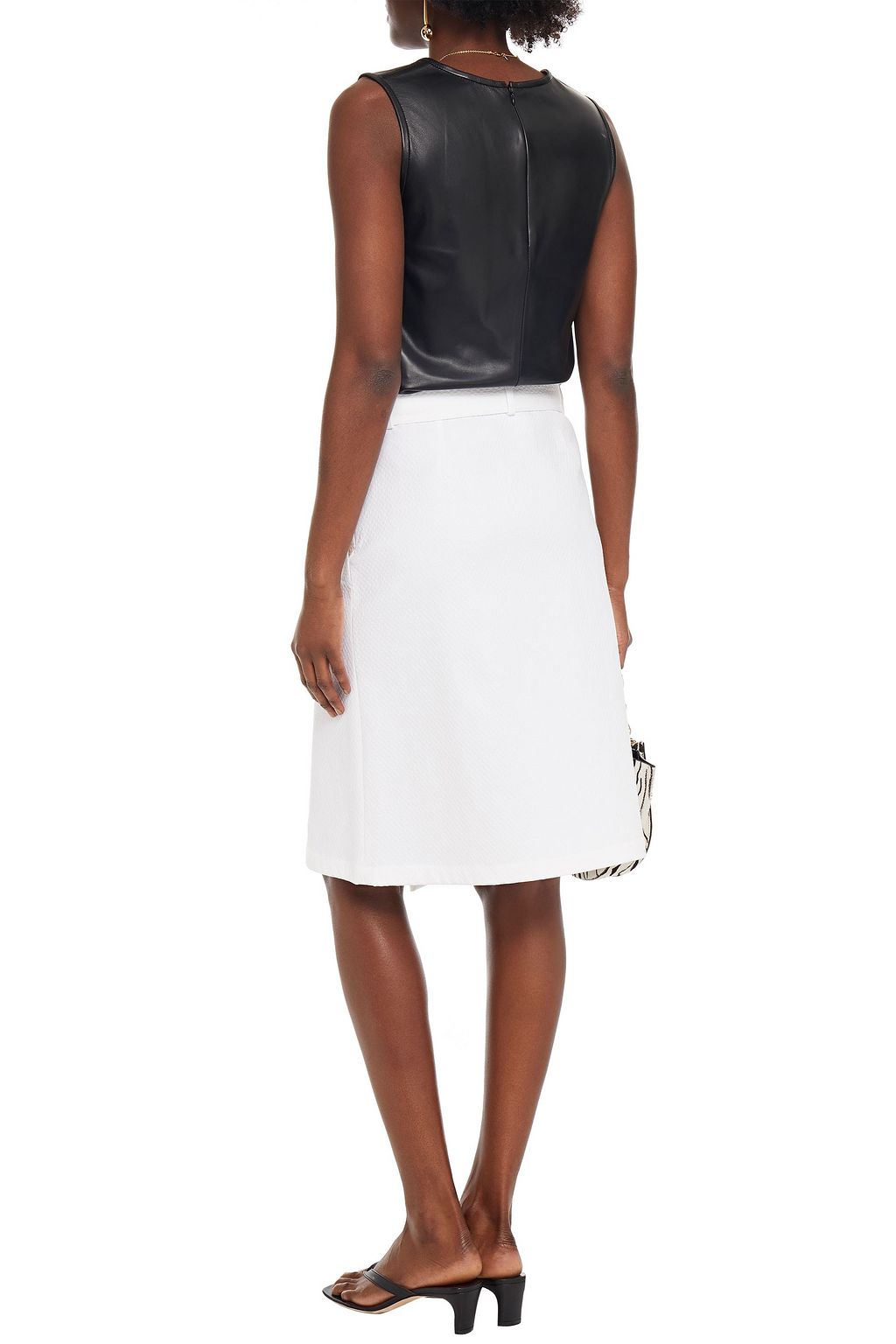 BOUTIQUE MOSCHINO Wrap-effect belted cotton-blend matelassé skirt