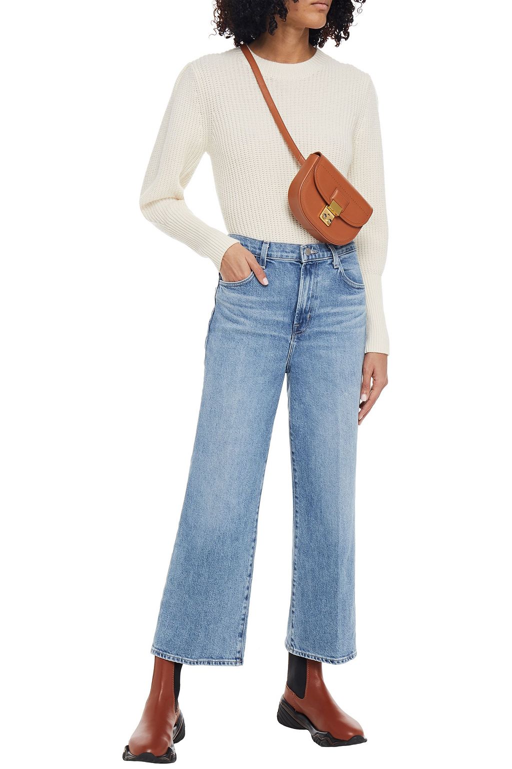 J BRAND Cropped high-rise wide-leg jeans