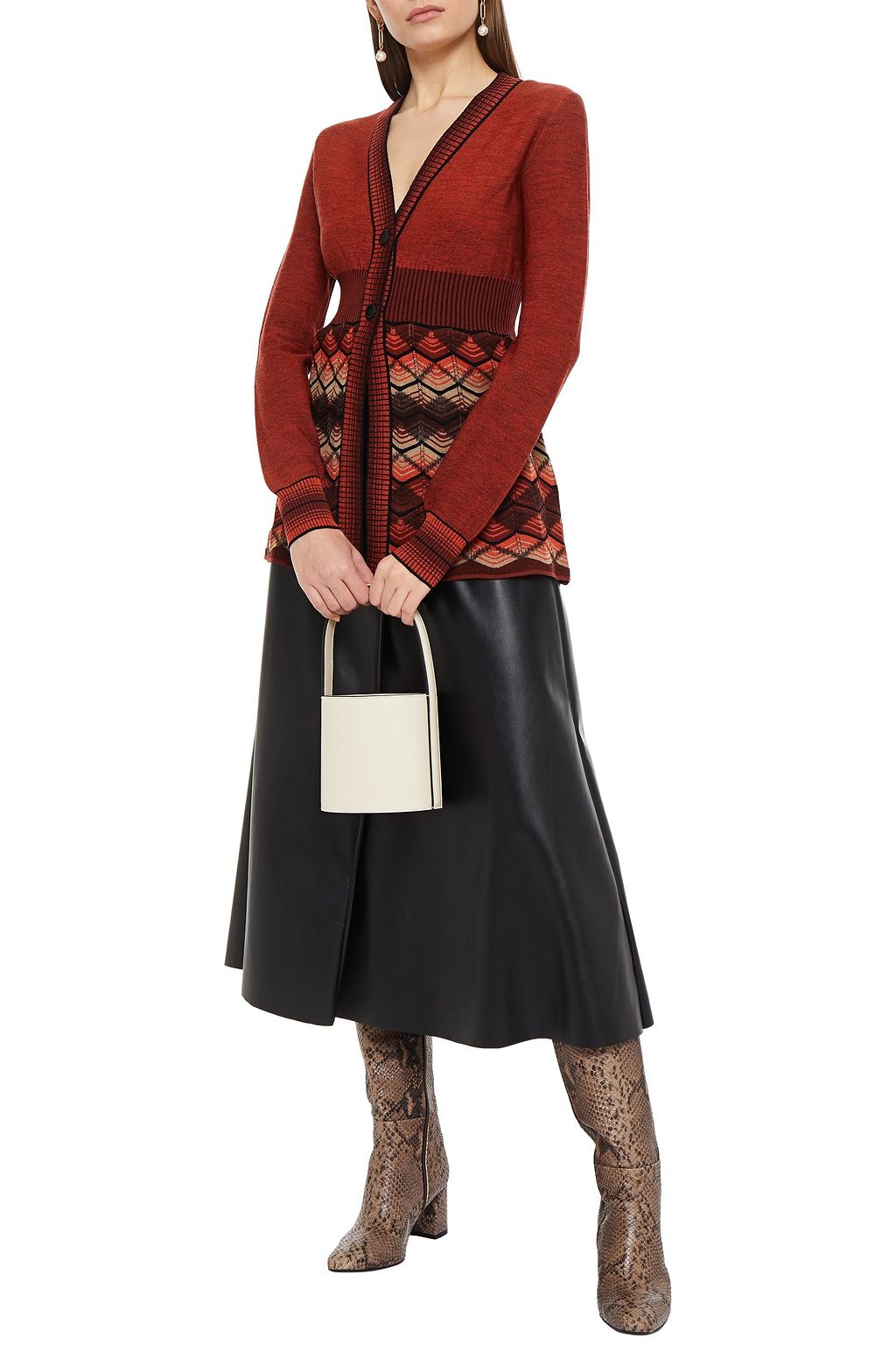 M MISSONI Paneled crochet-knit wool-blend cardigan