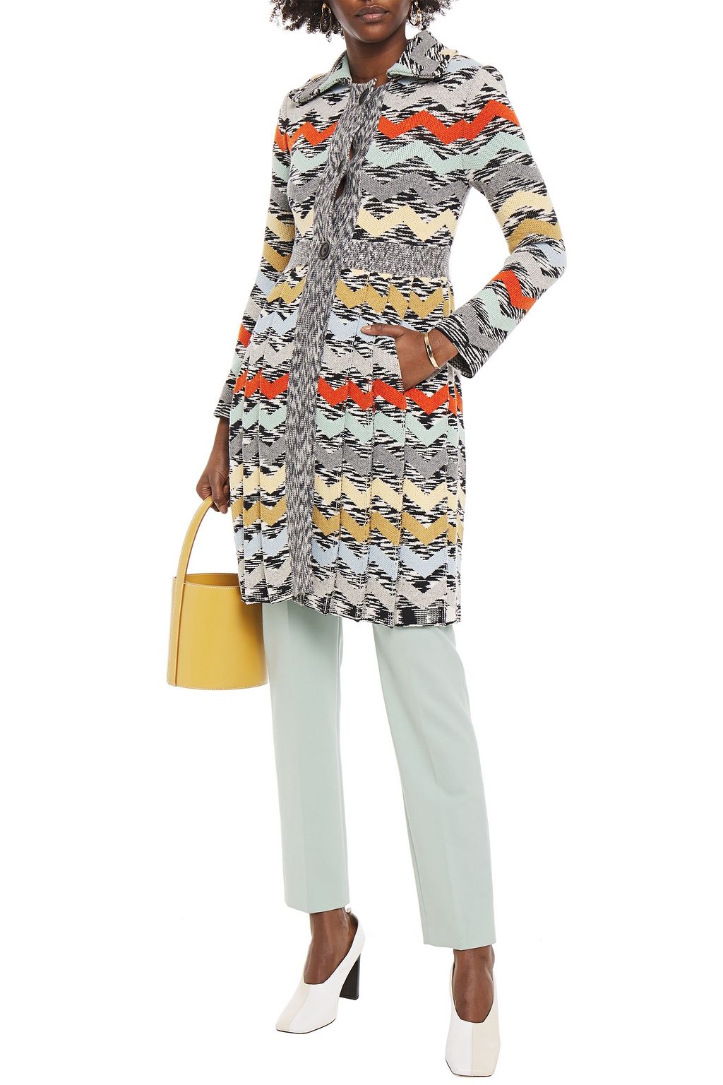 MISSONI Intarsia wool coat