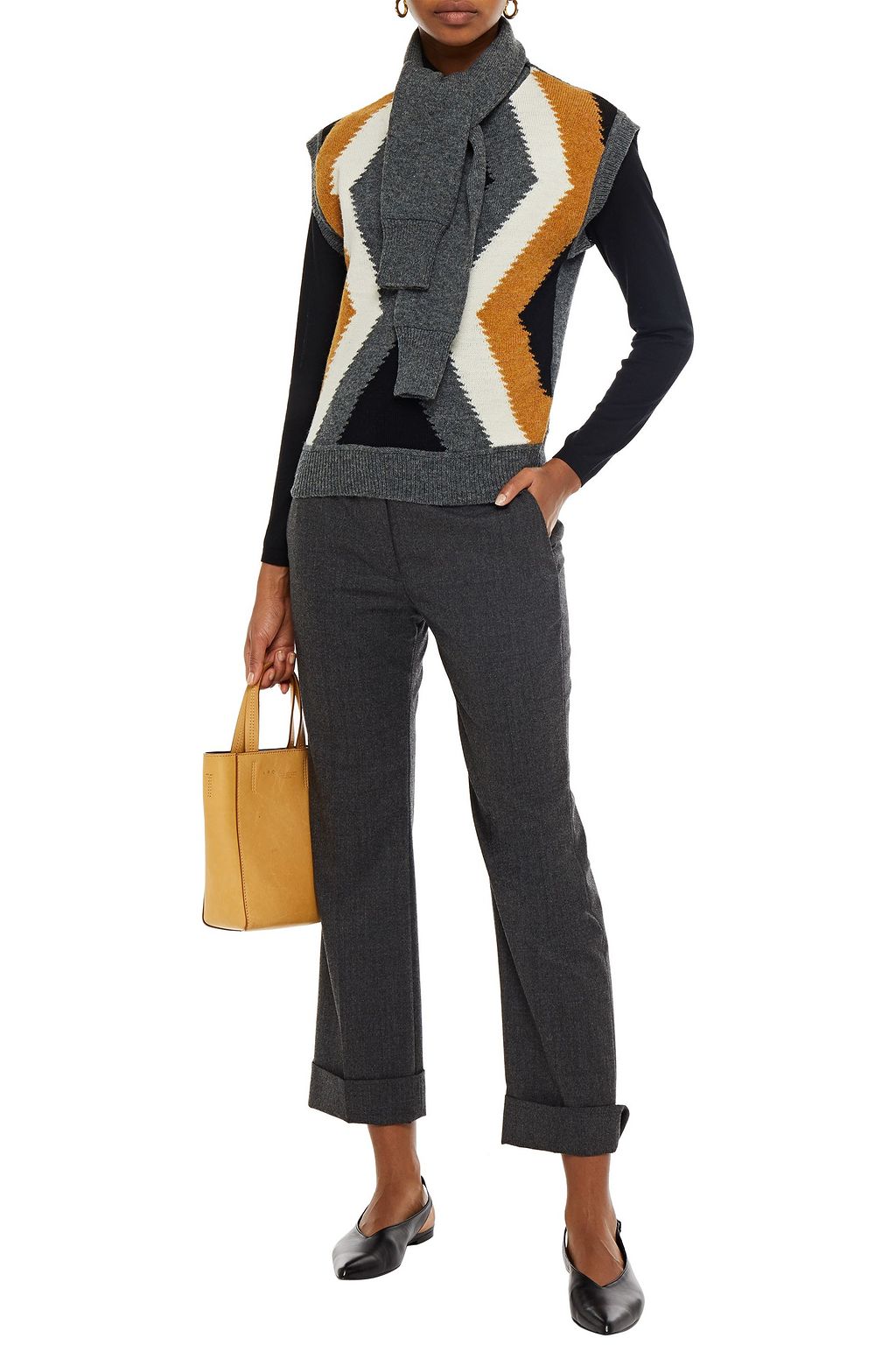 M MISSONI Tie-neck intarsia-knit wool vest