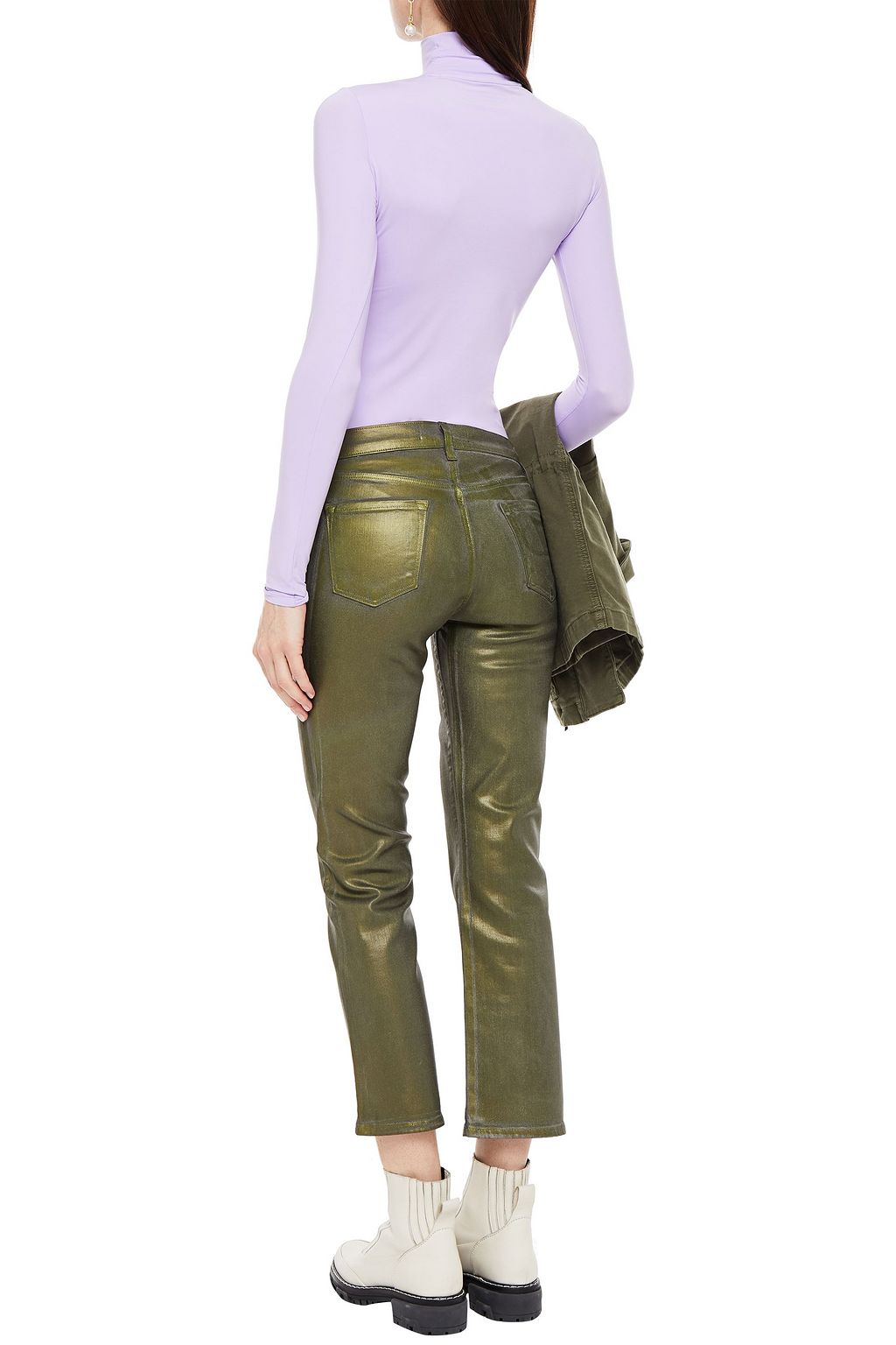 J BRAND Metallic mid-rise kick-flare jeans
