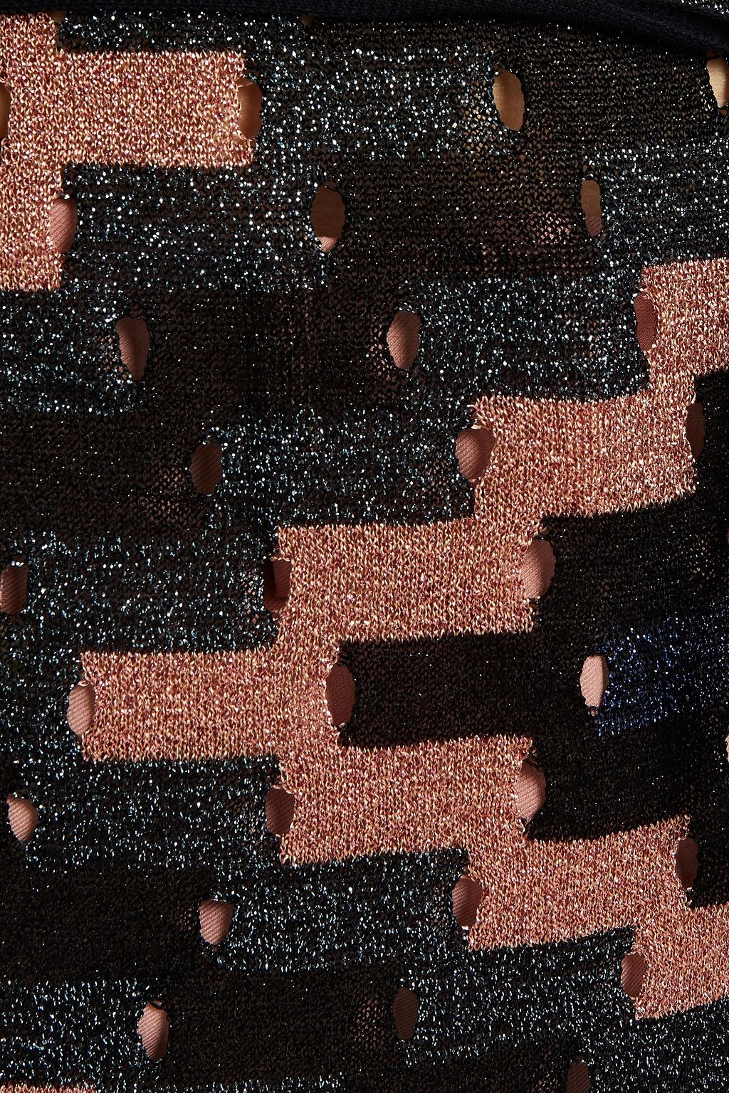 M MISSONI Belted metallic open-knit tunic