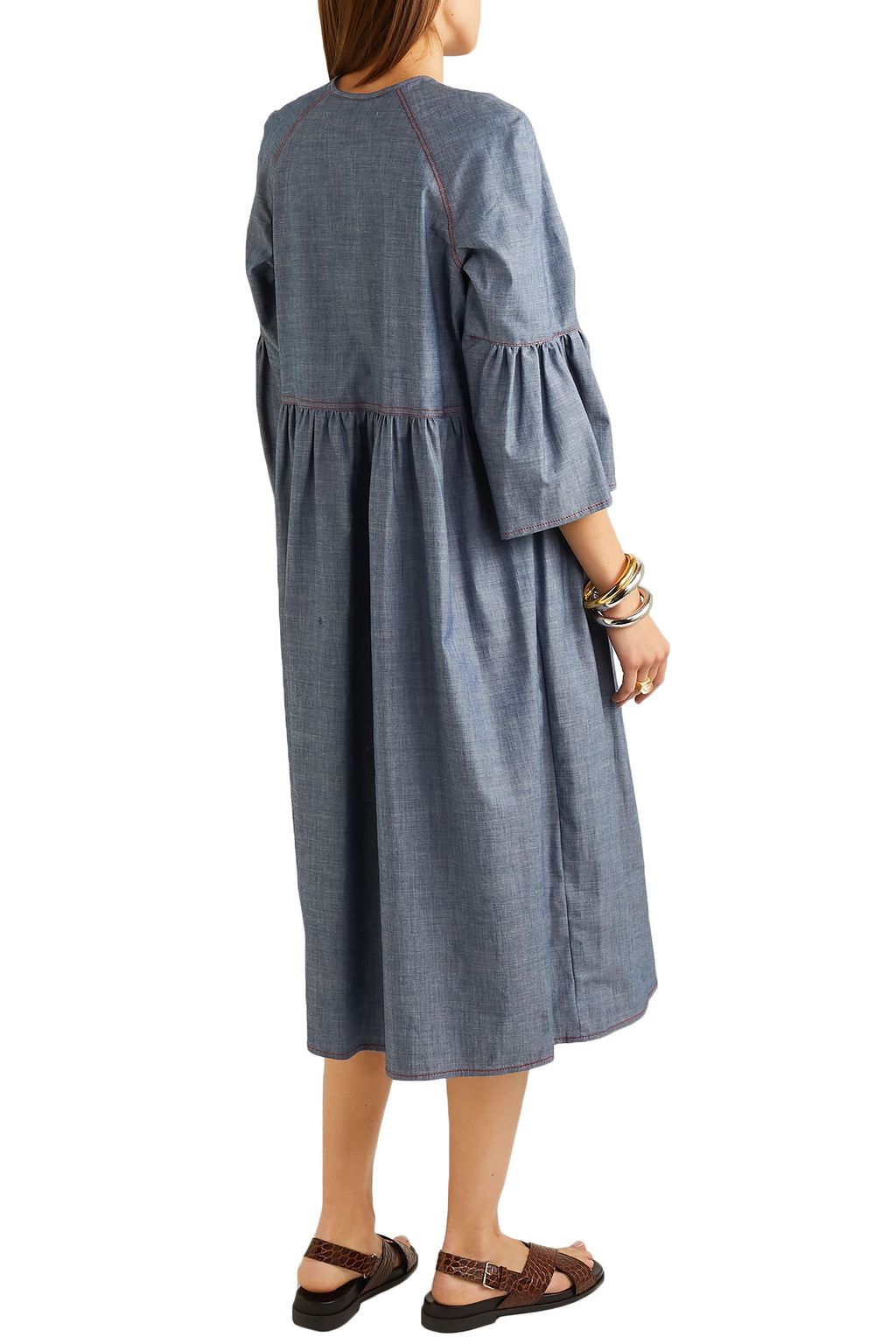 MARNI Cotton-blend chambray midi dress
