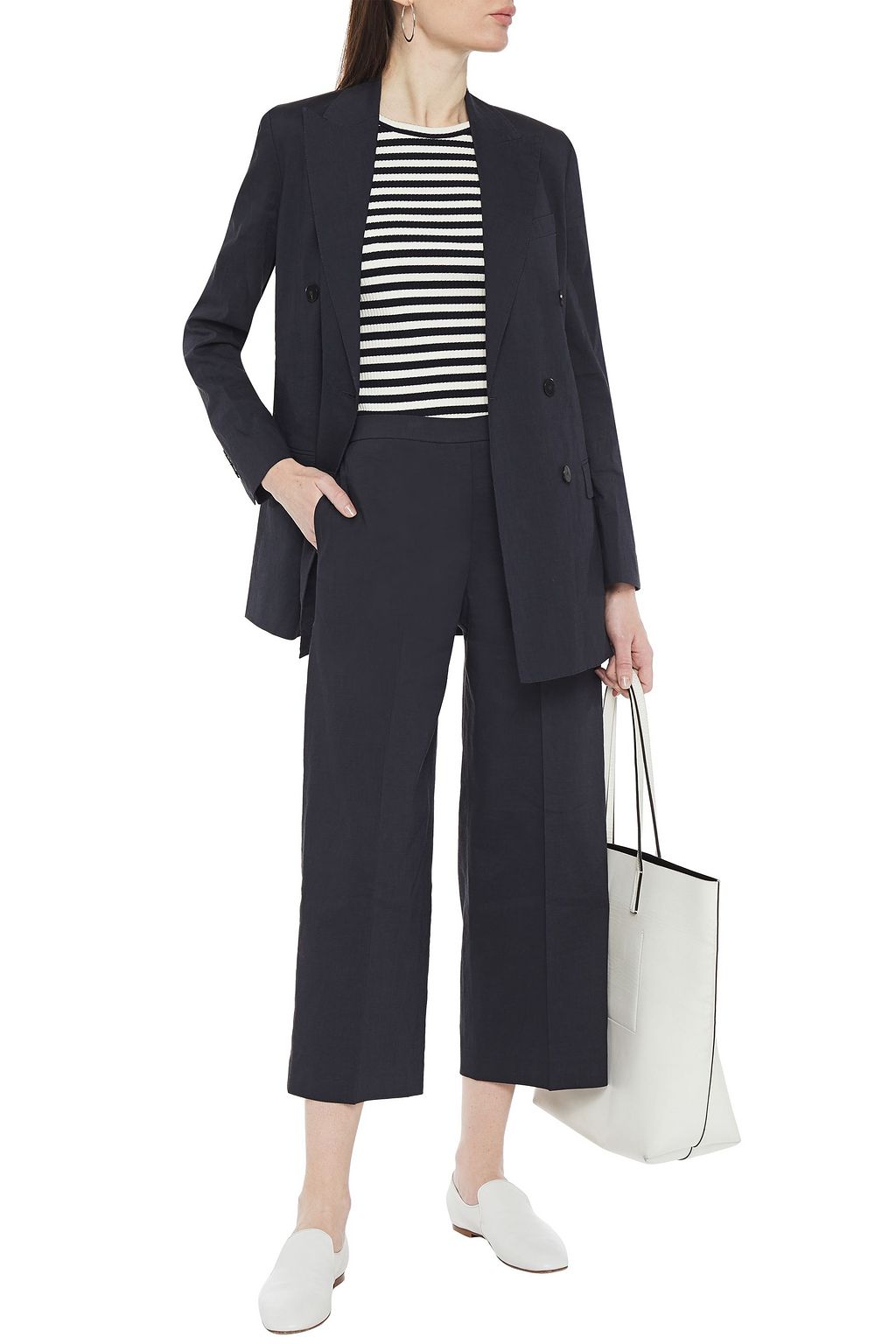 THEORY Cropped linen-blend wide-leg pants
