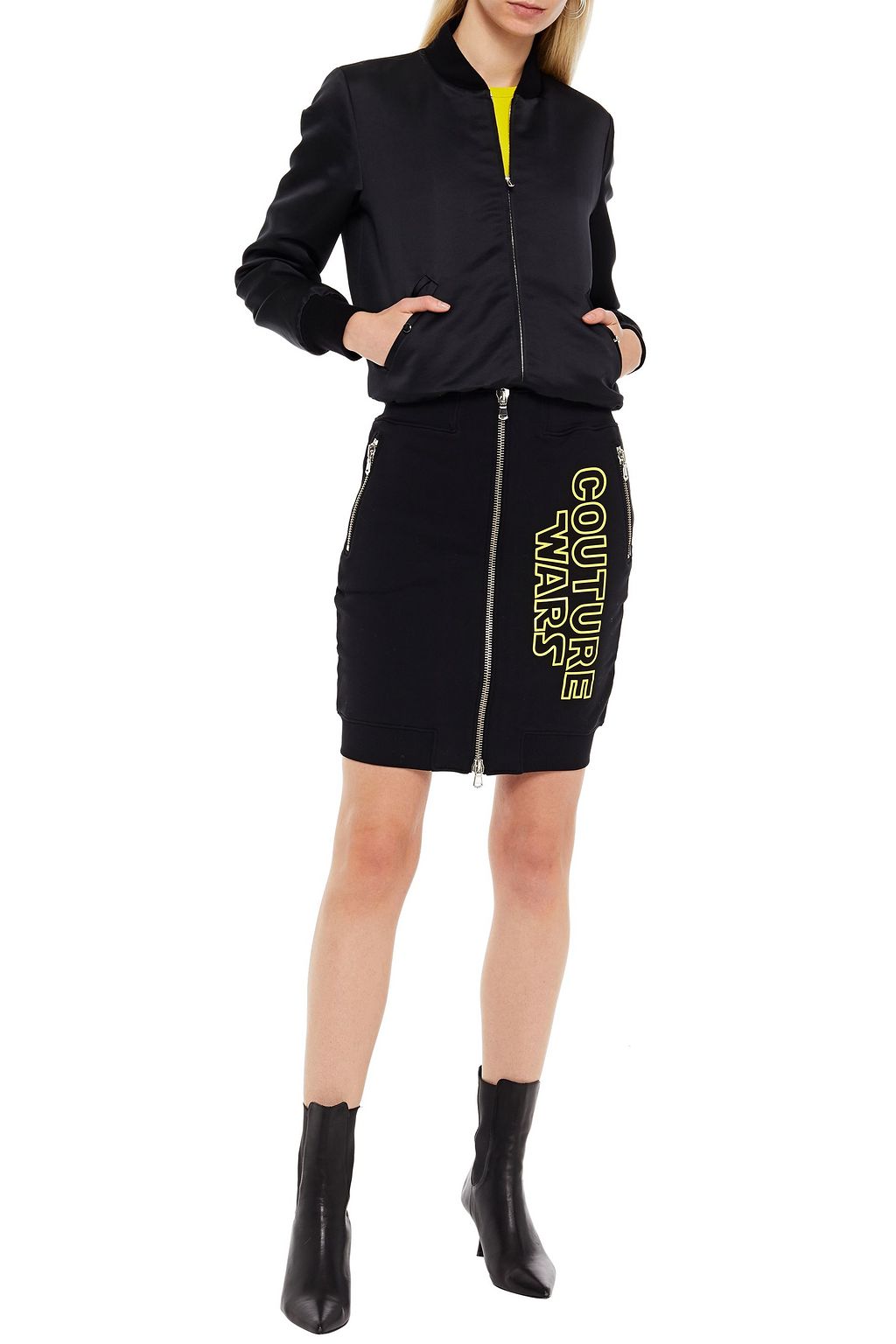 MOSCHINO Printed French cotton-terry mini skirt