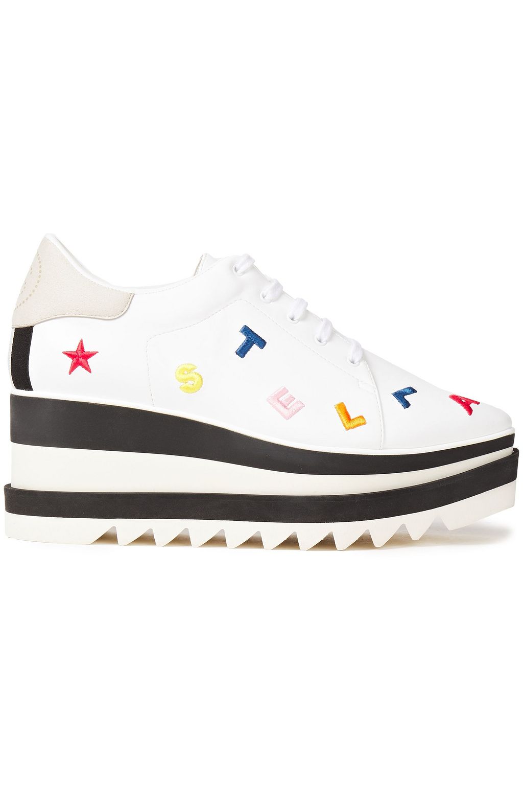 white faux leather platform sneakers
