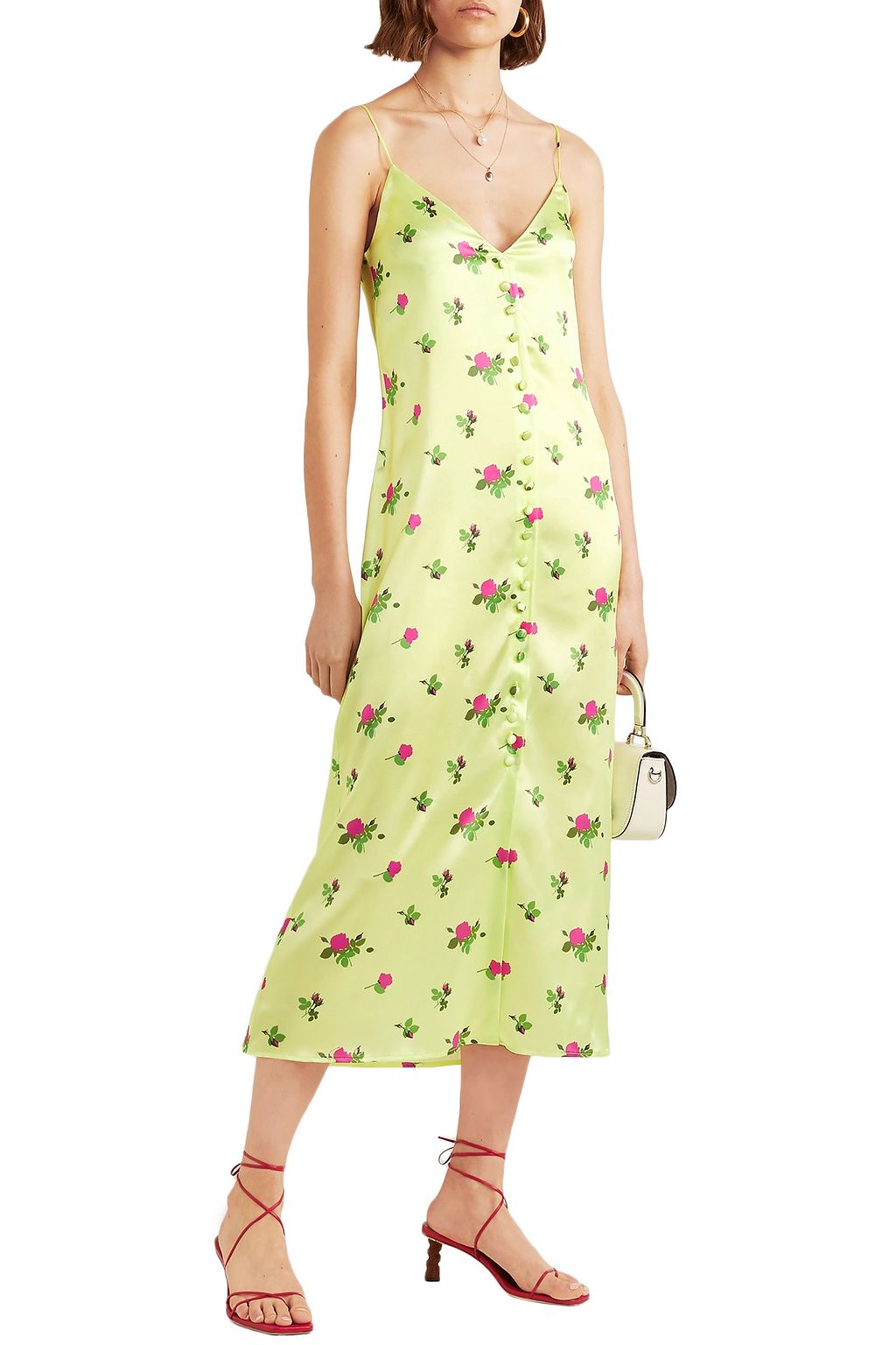 BERNADETTE Hailey floral-print stretch-silk satin midi dress