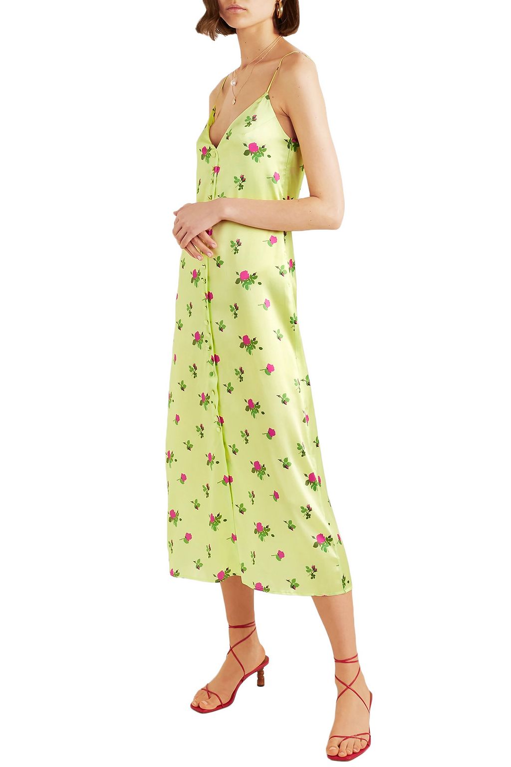 BERNADETTE Hailey floral-print stretch-silk satin midi dress