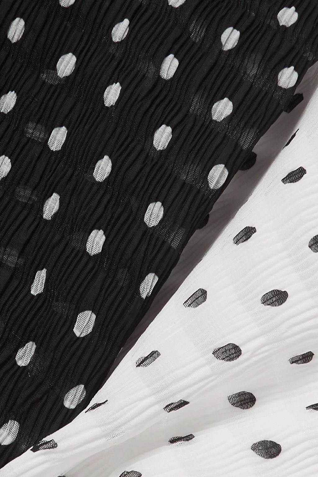 REJINA PYO Wrap-effect ruched polka-dot seersucker midi dress