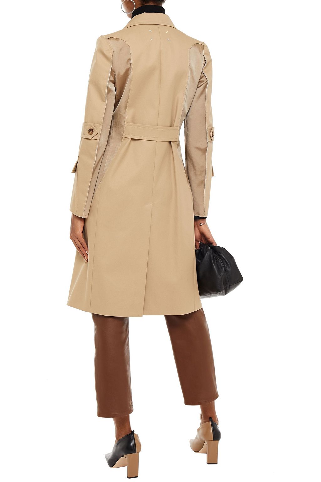 MAISON MARGIELA Satin twill-trimmed distressed cotton-gabardine trench coat