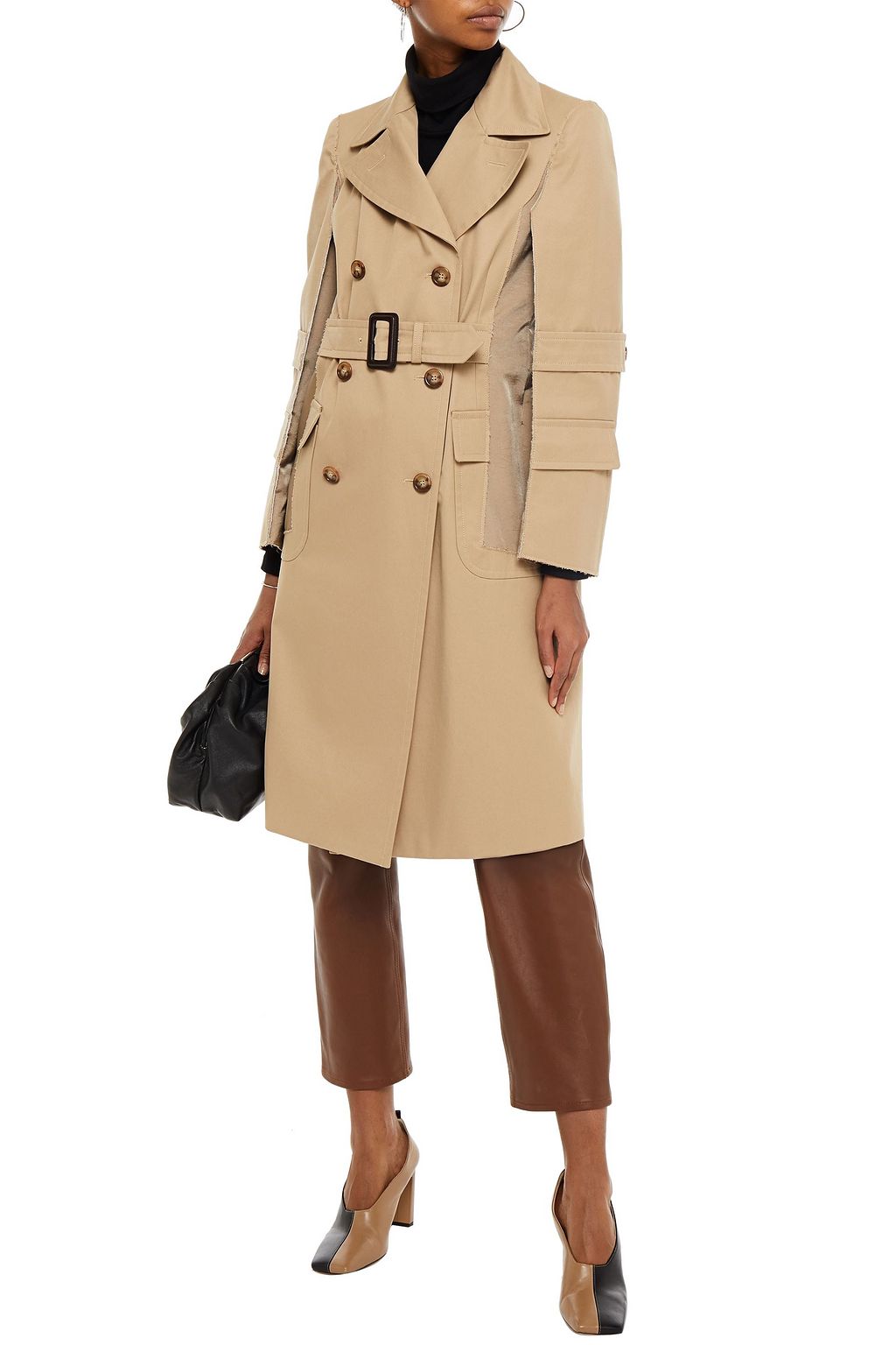 MAISON MARGIELA Satin twill-trimmed distressed cotton-gabardine trench coat