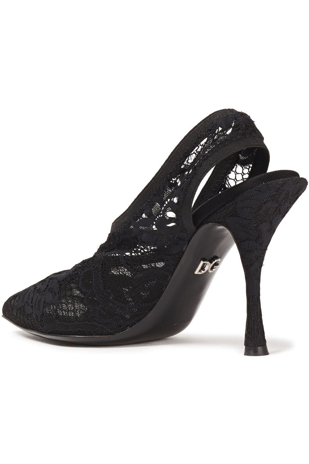 DOLCE&GABBANA Stretch-lace slingback pumps