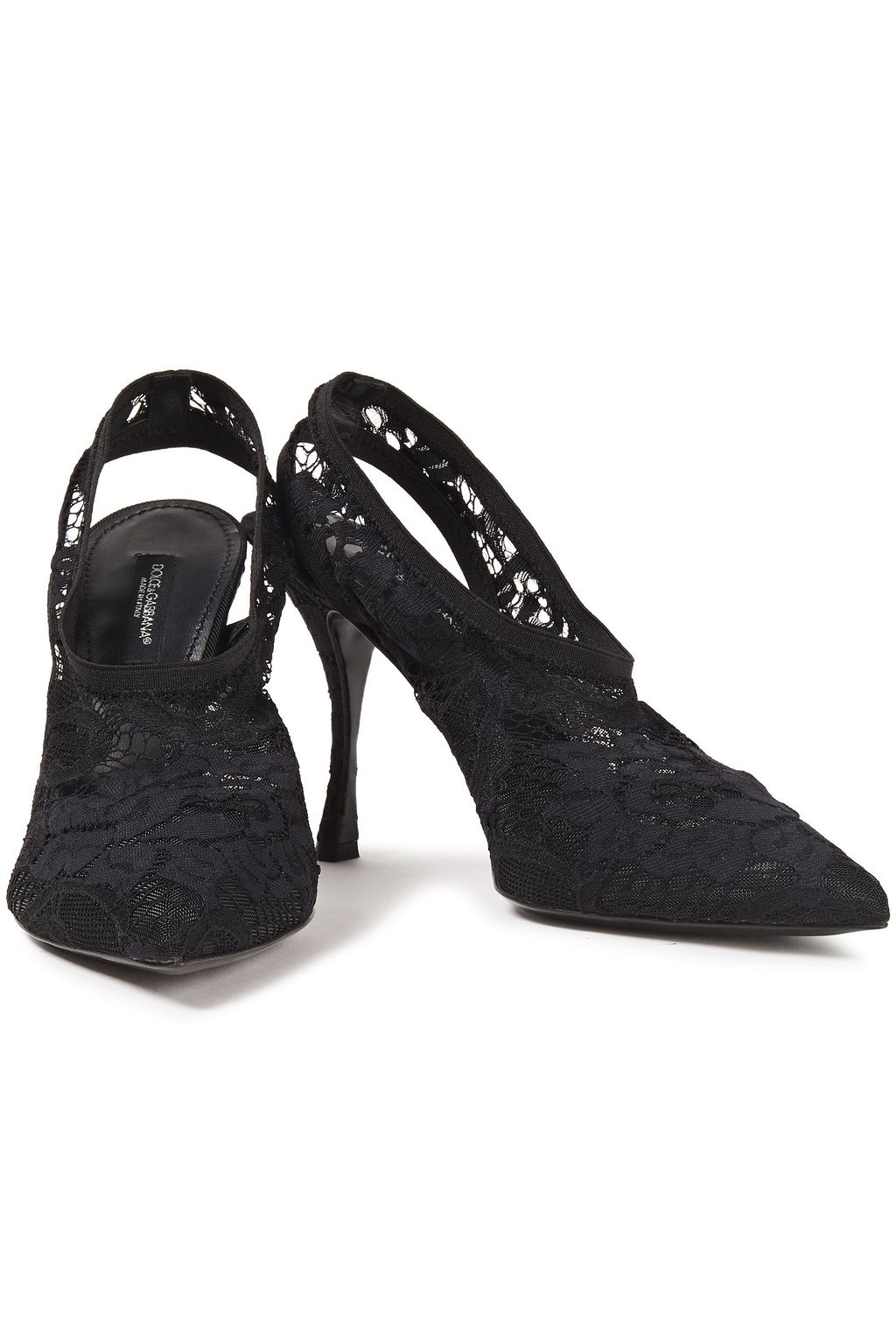 DOLCE&GABBANA Stretch-lace slingback pumps