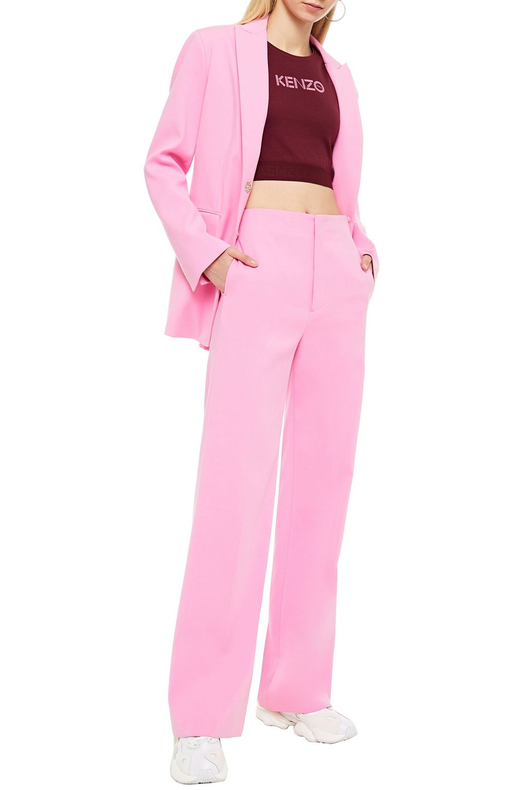 KENZO Cropped printed stretch-cotton jersey top