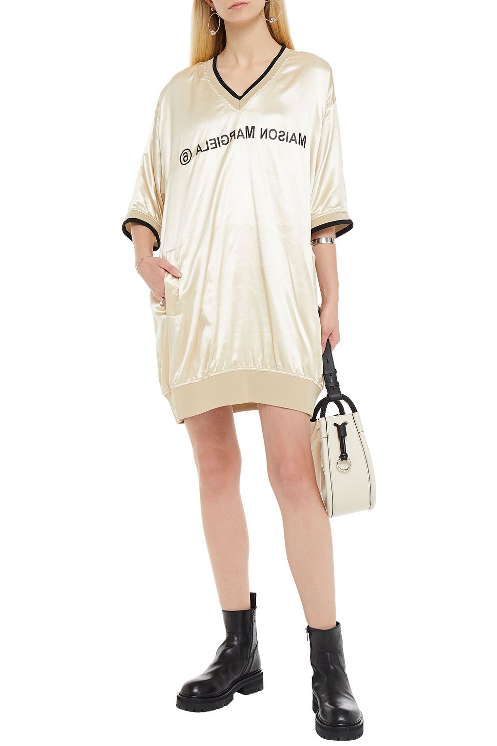 MM6 MAISON MARGIELA Oversized printed satin mini dress