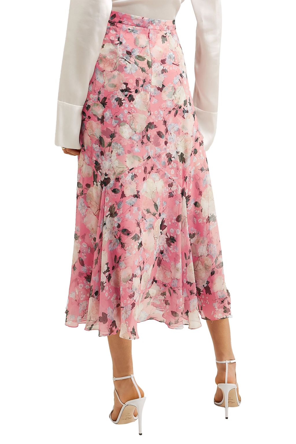 ERDEM Shea floral-print silk-voile midi skirt