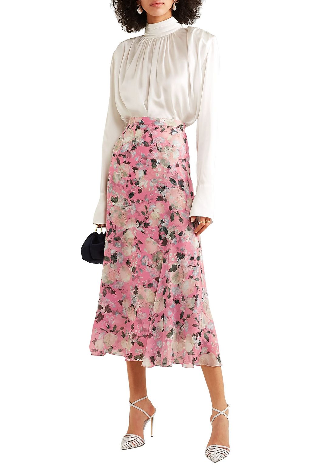 ERDEM Shea floral-print silk-voile midi skirt