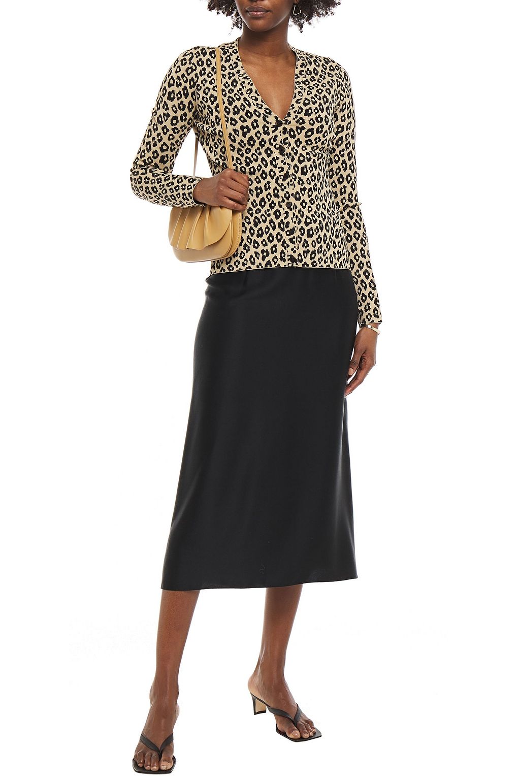 THEORY Leopard-print jacquard-knit cardigan