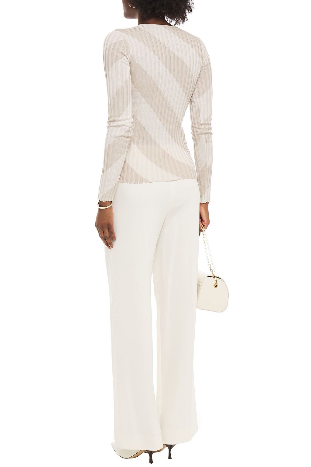 THEORY Striped ribbed silk sweater