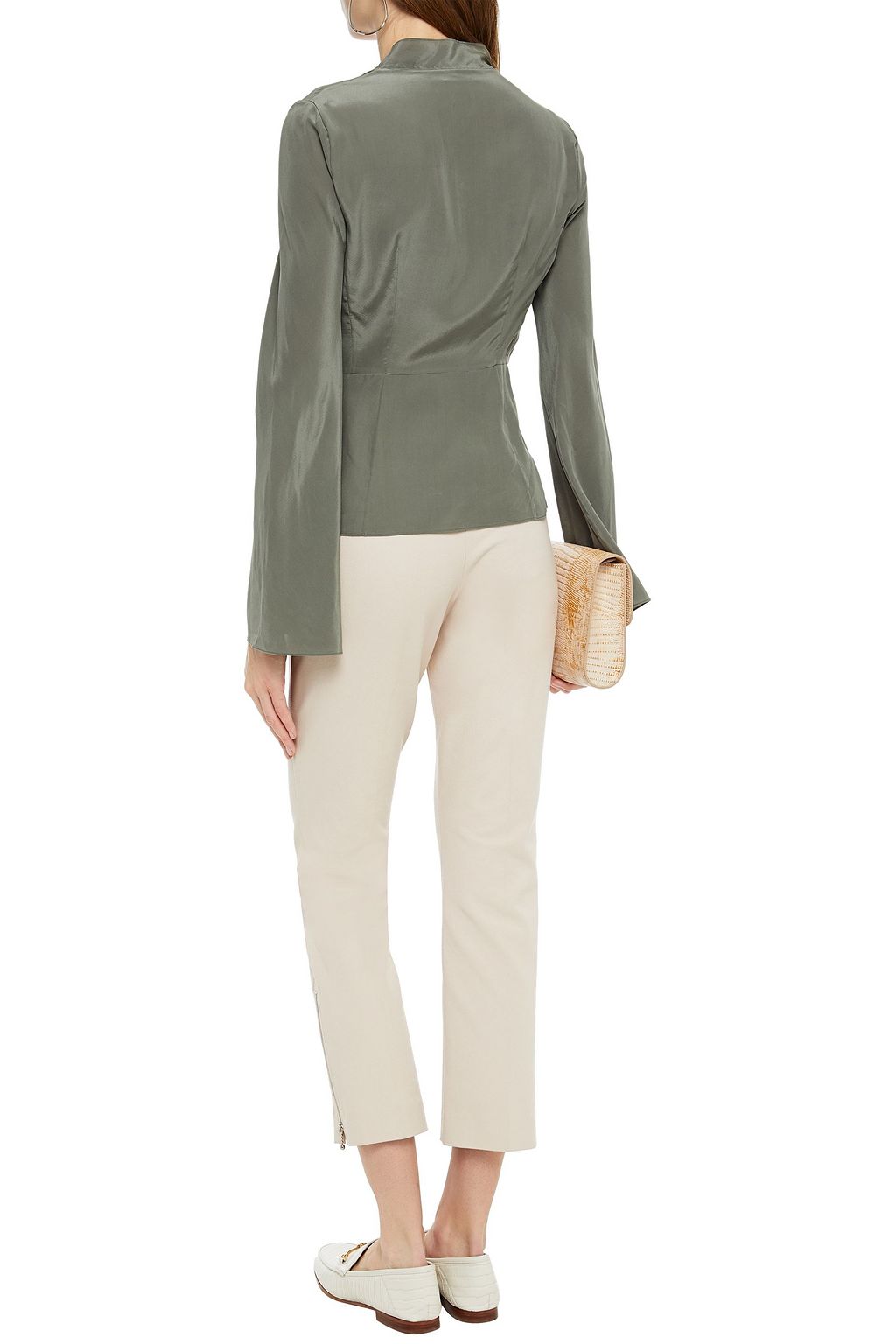 THEORY Pussy-bow silk-chiffon top
