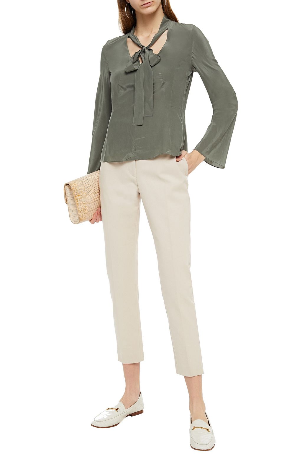 THEORY Pussy-bow silk-chiffon top