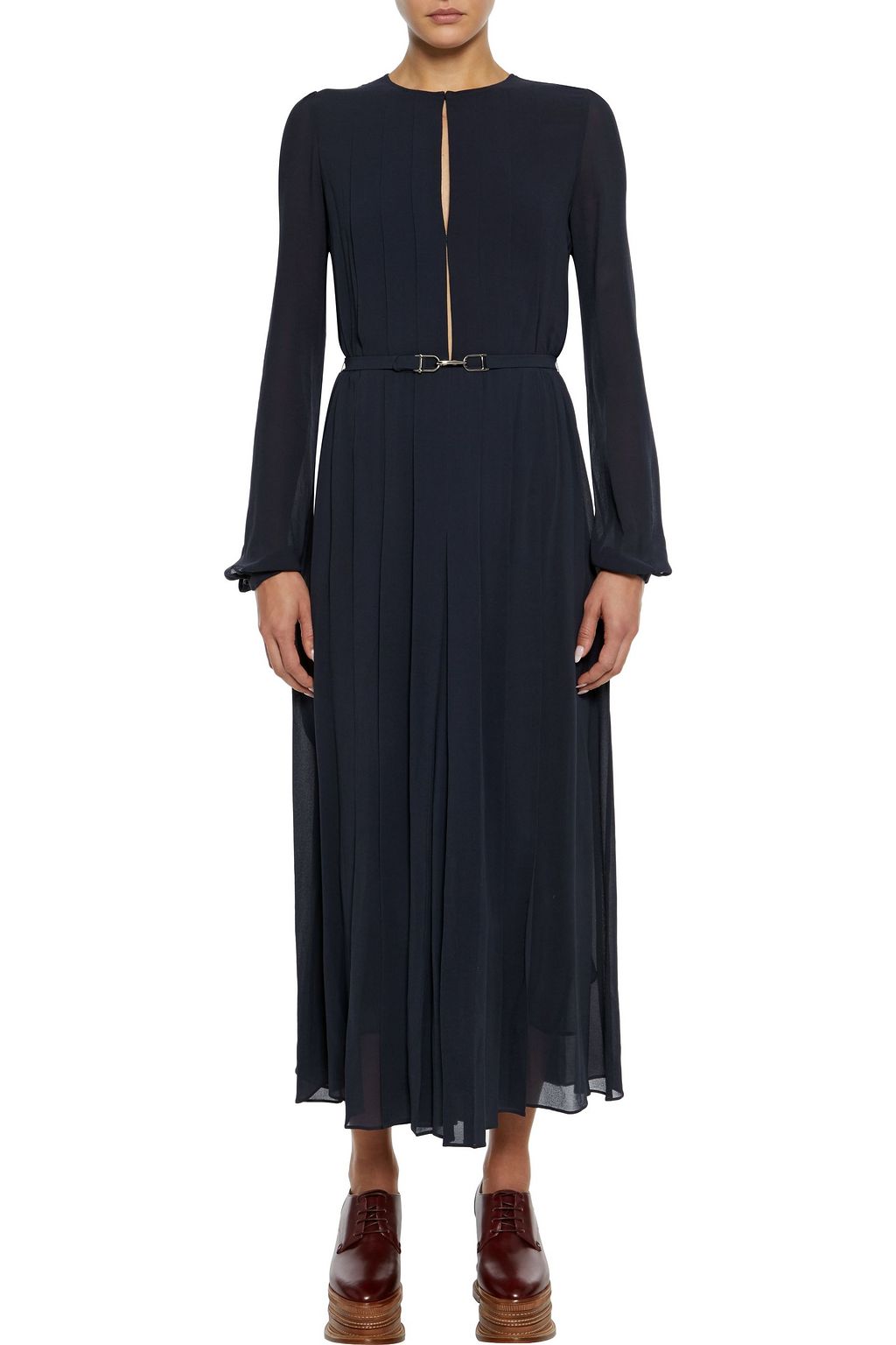 GABRIELA HEARST Adelaide belted pleated silk-georgette midi dress