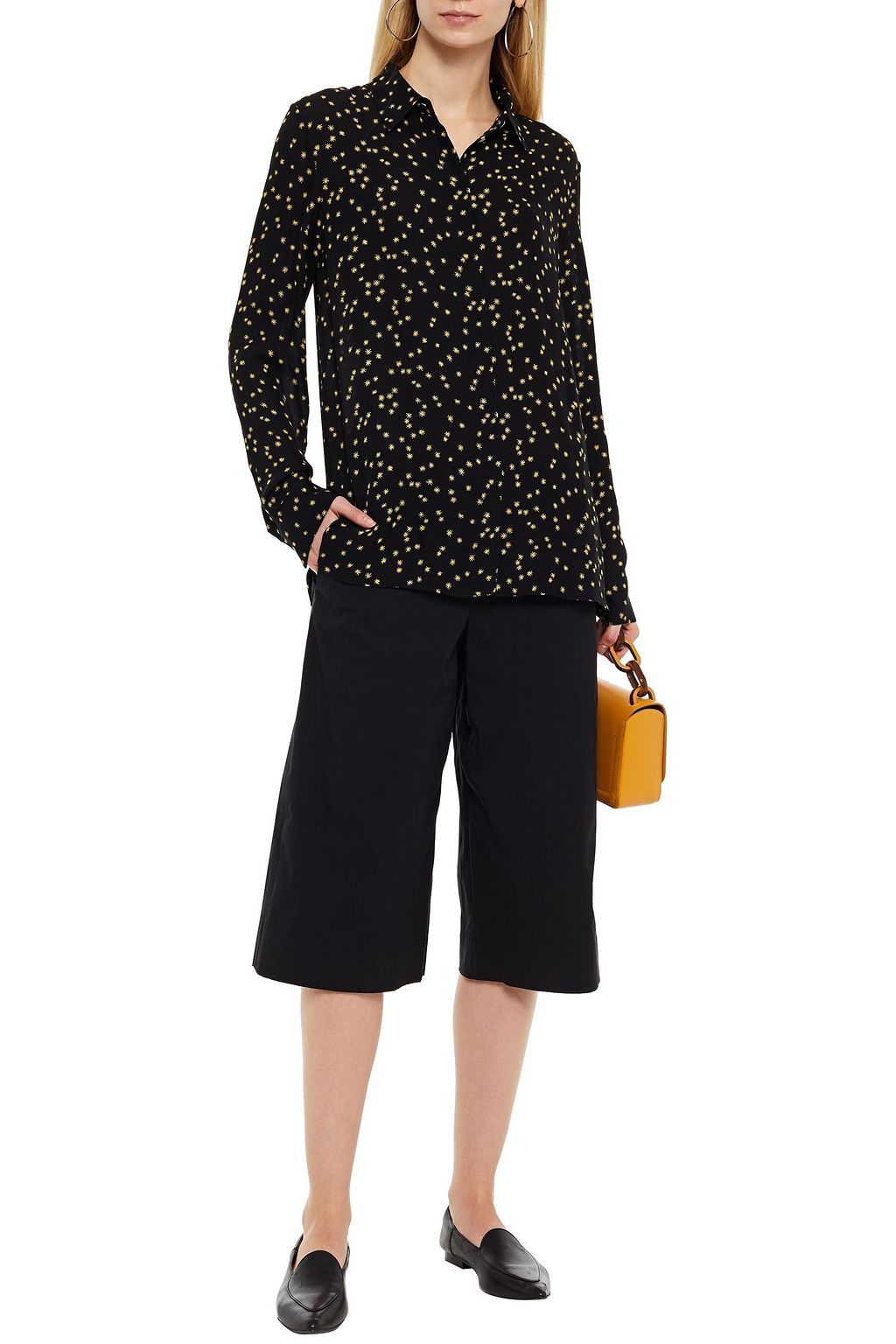 THEORY Printed silk-crepe shirt