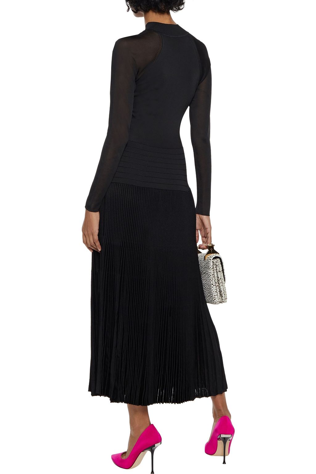 VICTORIA BECKHAM Pleated stretch-knit midi dress
