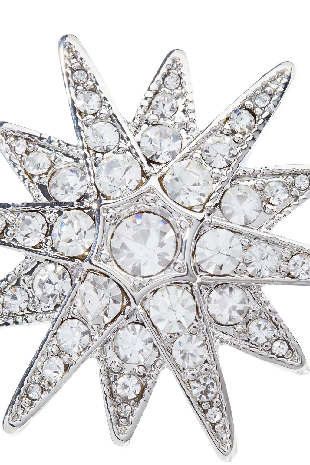 KENNETH JAY LANE Rhodium-plated crystal ring