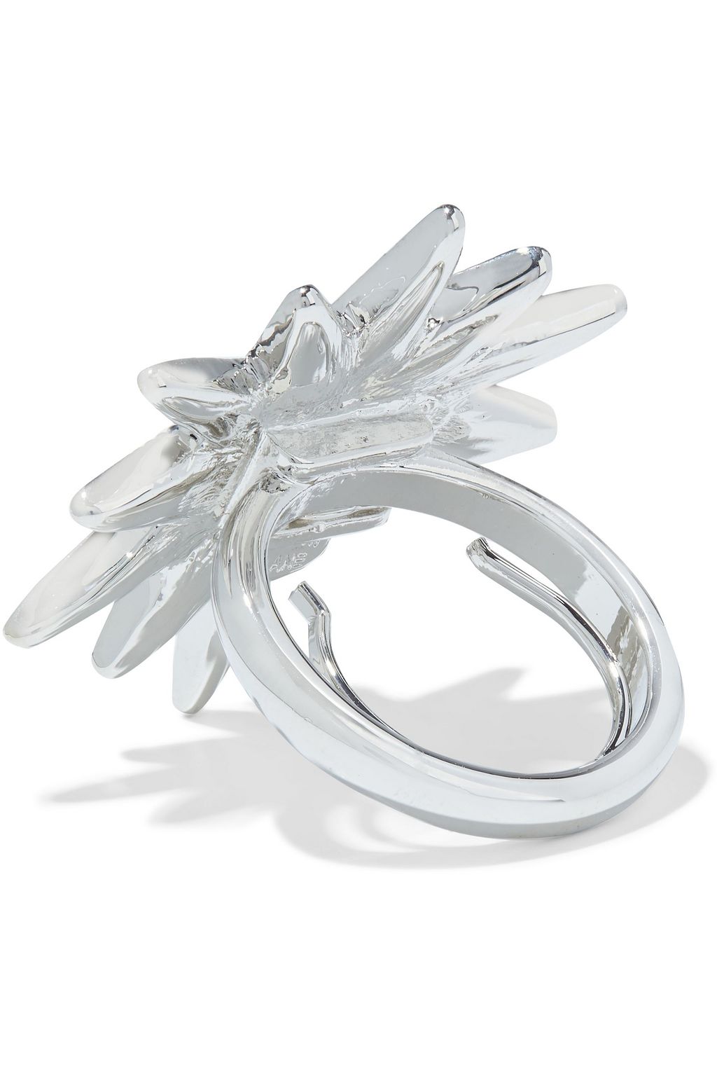 KENNETH JAY LANE Rhodium-plated crystal ring