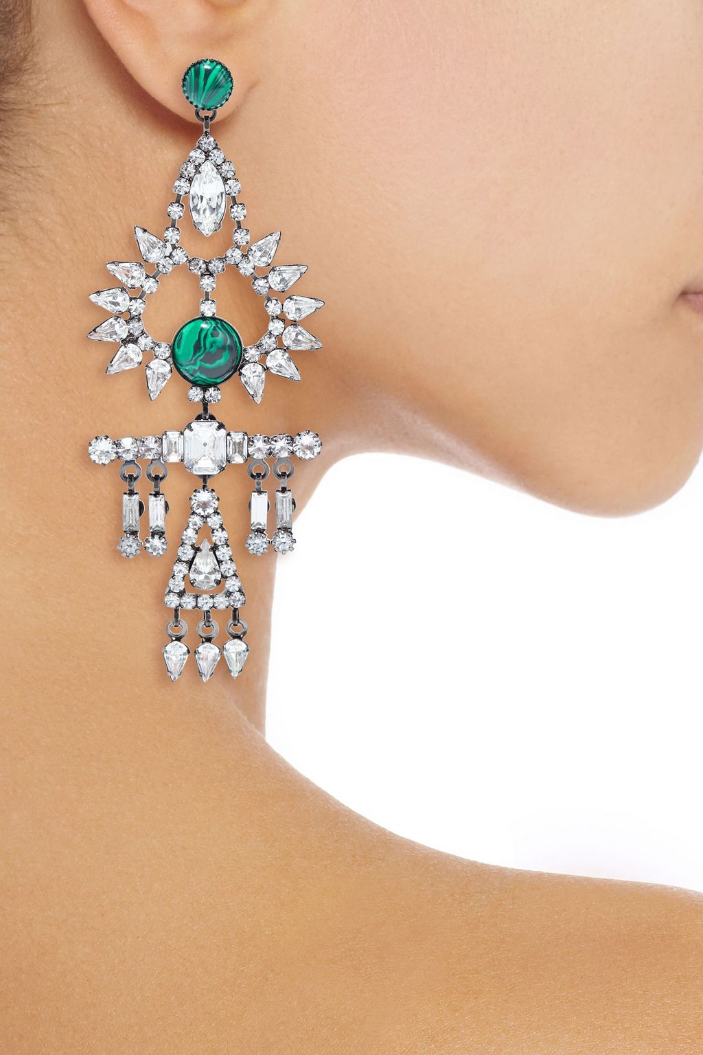 ELIZABETH COLE Elisa hematite-plated, Swarovski crystal and stone earrings