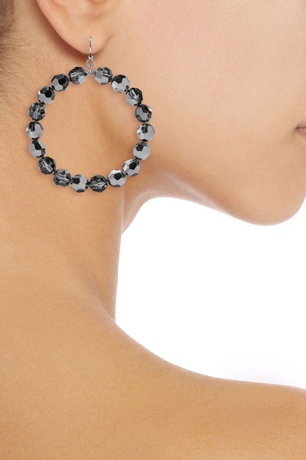 CHAN LUU Sterling silver crystal hoop earrings