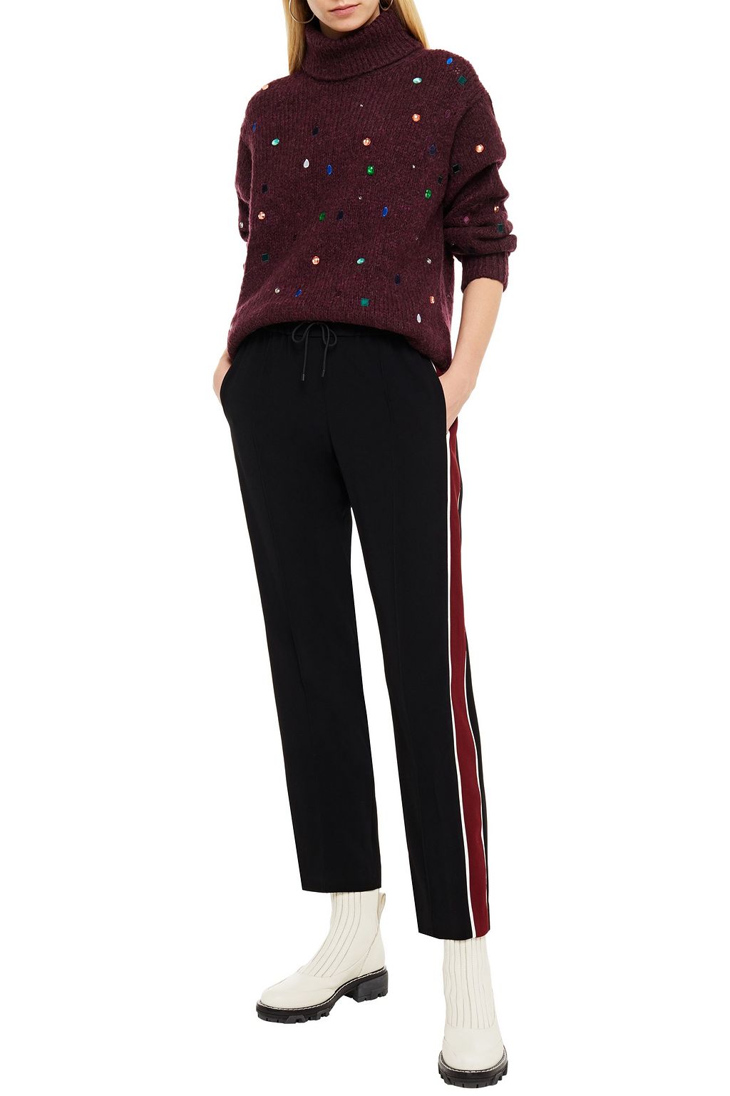 KENZO Embellished embroidered knitted turtleneck sweater