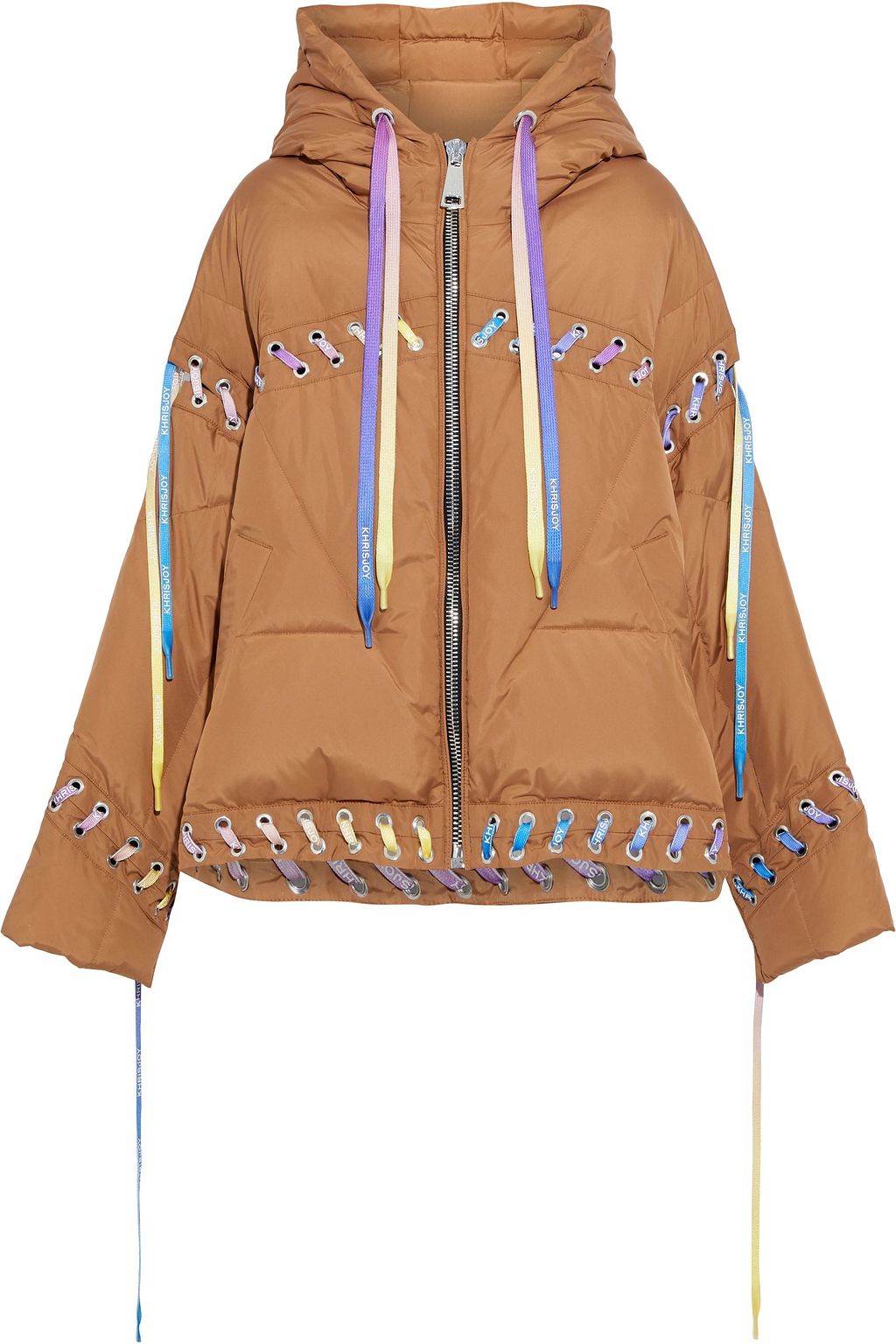 Light brown Lace-up quilted shell 