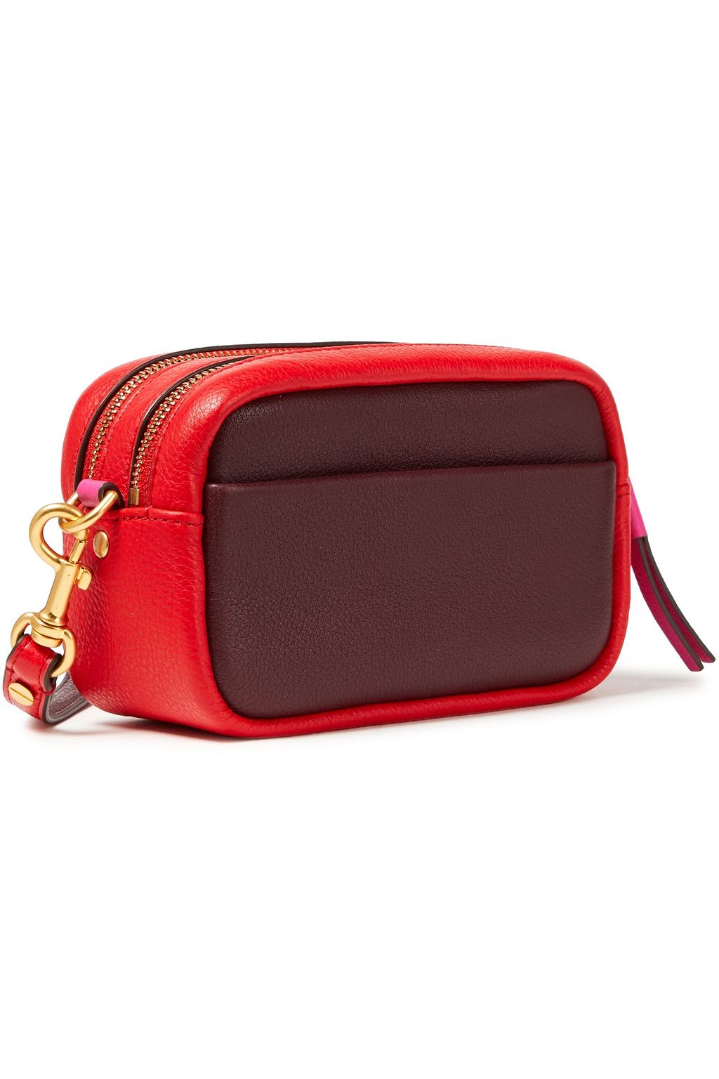 TORY BURCH Appliquéd color-block pebbled-leather shoulder bag